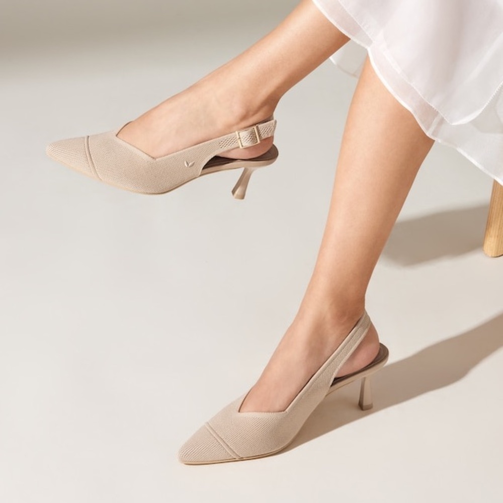 VIVAIA Women's Slingback Pointed-Toe Heels in Almond - Picture 2 of 16